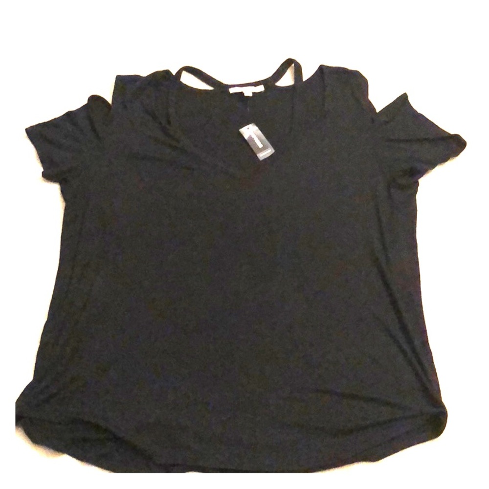 Black cutout T-shirt